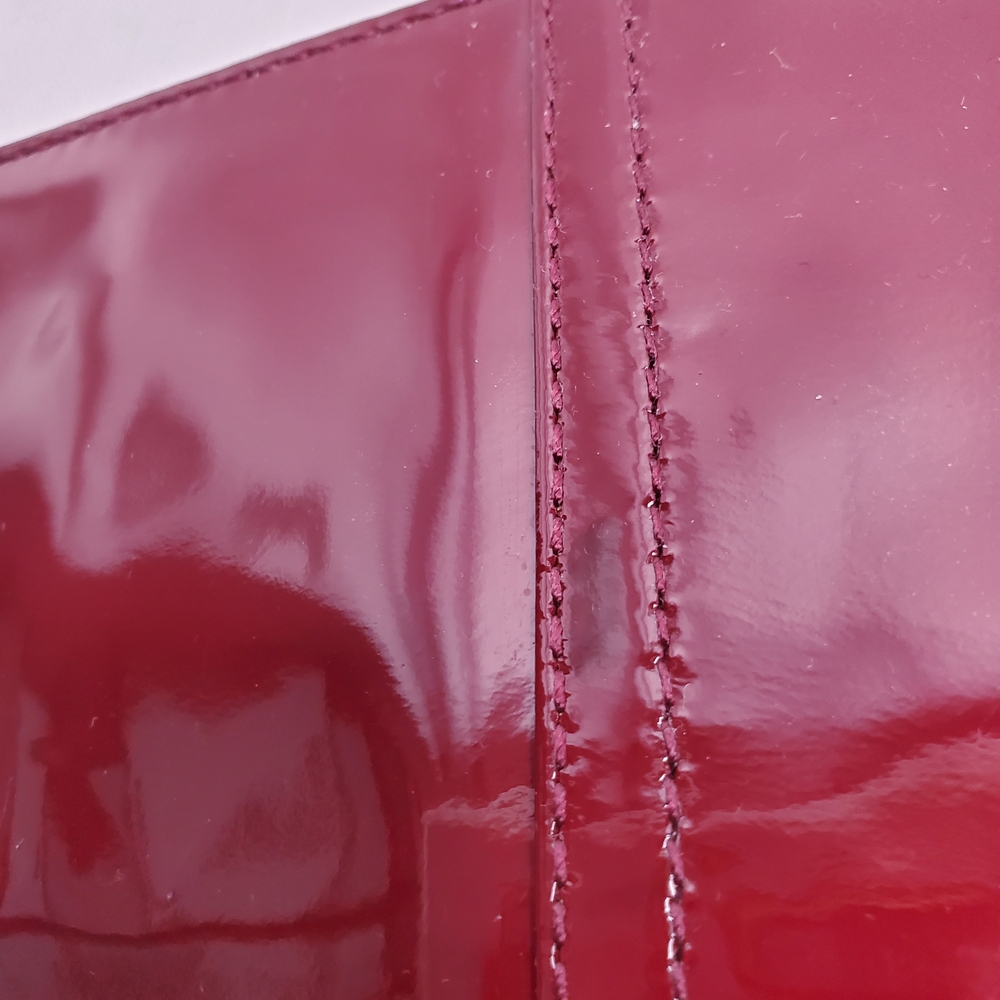 Coach Maroon Patent Leather Wristlet with Gold Chain - Picture 6 of 7
